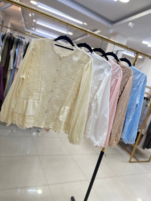 Women Lace Patch Work Tops